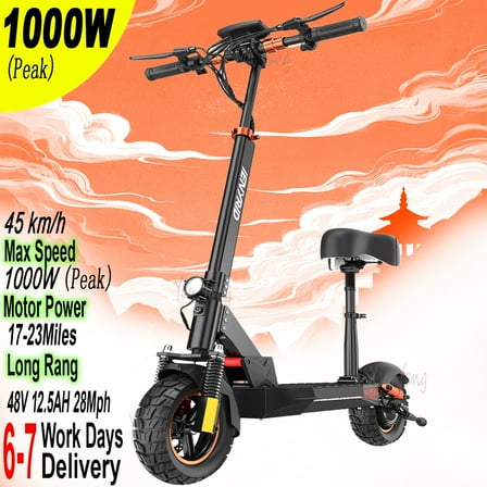 ELECTRIC SCOOTER ADULT LONG RANG FAST SPEED RECHARGEABLE E-SCOOTER URBAN COMMUTE