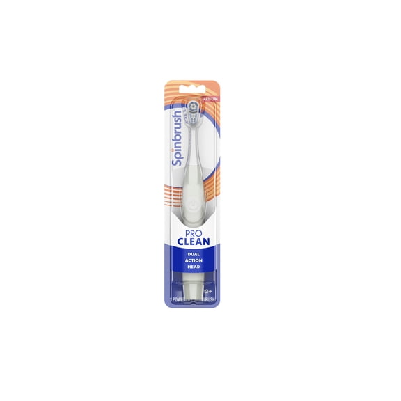 SPINBRUSH PRO CLEAN BATTERY POWERED ELECTRIC TOOTHBRUSH FOR ADULTS, MEDIUM BRISTLES, SAGE GREEN