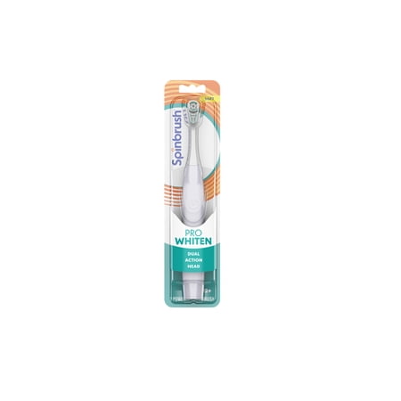 Spinbrush Pro Whiten Battery Powered Electric Toothbrush for Adults, Soft Bristles, Light Blue