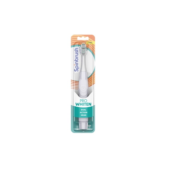 SPINBRUSH PRO WHITEN BATTERY POWERED ELECTRIC TOOTHBRUSH FOR ADULTS, SOFT BRISTLES, LIGHT BLUE