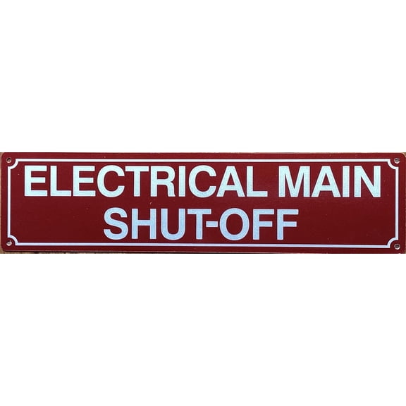 ELECTRICAL MAIN SHUT OFF SIGN (RED BACKROUND,REFLECTIVE, ALUMINIUM-RUST FREE, SIZE 3X12 INCH)