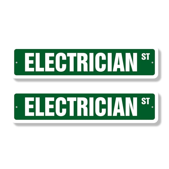 ELECTRICIAN Classic Street Sign (2 Pack) electric apprentice patch panel breaker Road Sign | 6" X 24" Plastic Address Sign