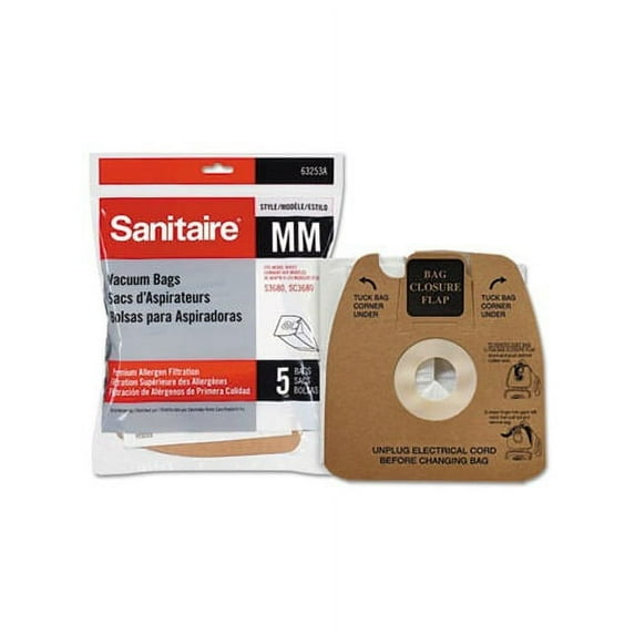 ELECTROLUX FLOOR CARE COMPANY Style MM Disposable Dust Bags w/Allergen Filter for 3670G/SC3683A/SC3683B, 5/PK