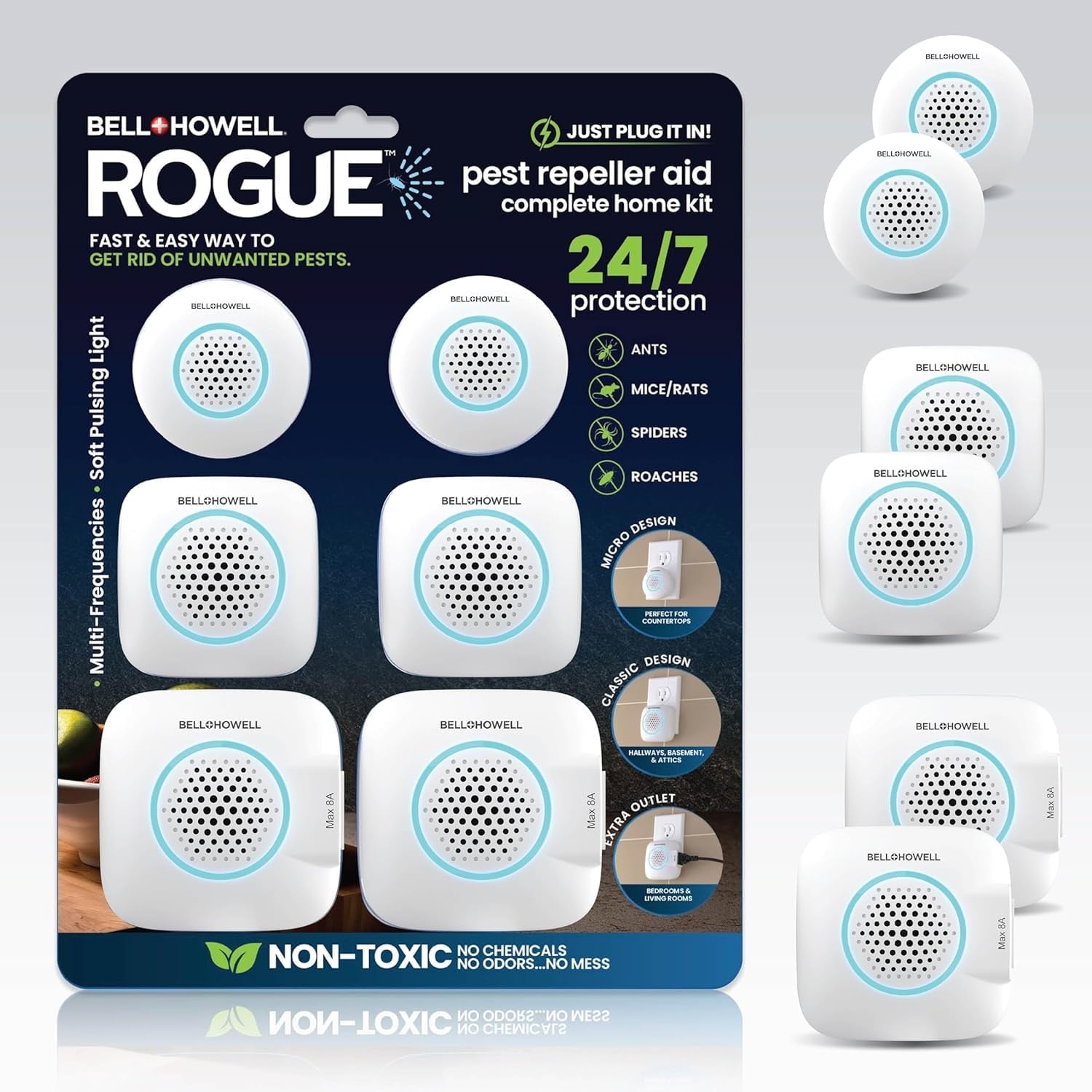Walmart Black Friday Deals 2025 - Bell+Howell Upgraded 2025 Ultrasonic Pest Repeller Indoor 6 Pk, Mice Repellent Indoor Home Kit, DIY Pest Control at Home, Plug in Spider Repellent, Rodent Repellent, Bug, Insect, Family & Pet Safe