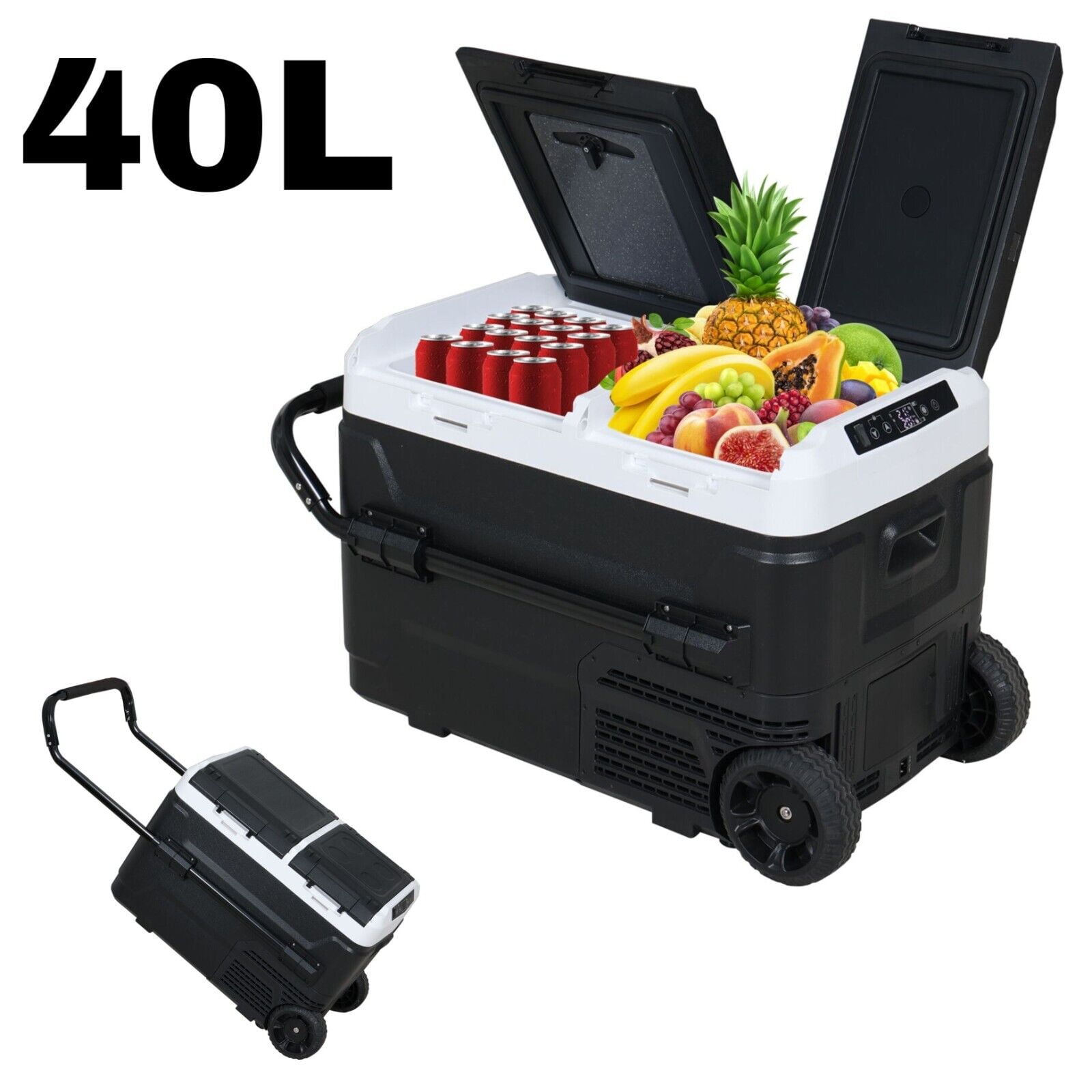 ELECWISH 12V Car Refrigerator, 42 Quart(40L) Portable Car Fridge Dual Door with Wheels,-7-68 Electric Compressor Cooler, Anti-Shake Freezer 12/24V DC 110~240 Volt AC for Camping,Travel,RV,Truck,Home