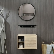 ELECWISH 24-Inch Bathroom Vanity in Natural Wood with Mirror, Modern Wall-mounted Cabinet with Manufactured Wood Top