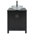 thumbnail image 1 of ELECWISH 24 Inches Traditional Bathroom Vanity Set in Black Finish, Single Bathroom Vanity with Top and 2-Door Cabinet, Brown Glass Sink Top with Single Faucet Hole, 1 of 9