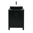 thumbnail image 1 of ELECWISH 24 Inches Traditional Bathroom Vanity Set in Black Finish, Single Bathroom Vanity with Top and 2-Door Cabinet, Brown Glass Sink Top with Single Faucet Hole, 1 of 7
