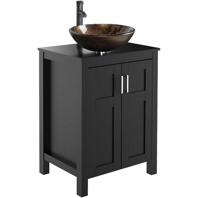 ELECWISH 24 Inches Traditional Bathroom Vanity Set in Black Finish ...