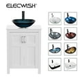 thumbnail image 1 of ELECWISH 24 Inches Traditional Bathroom Vanity Set in White Finish, Single Bathroom Vanity with Top and 2-Door Cabinet, Glass Sink Top with Single Faucet Hole, 1 of 7