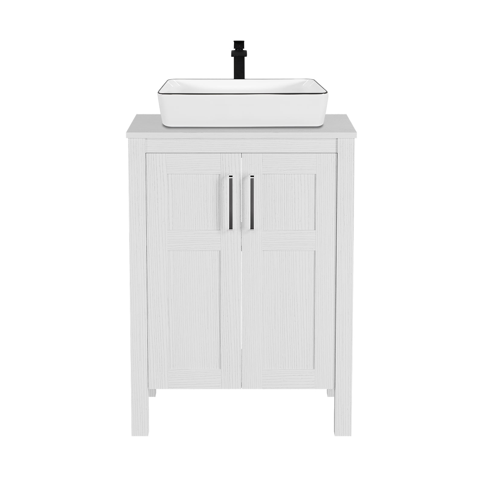 ELECWISH 24 Inches Traditional Bathroom Vanity Set in White Finish, Single Bathroom Vanity with ...