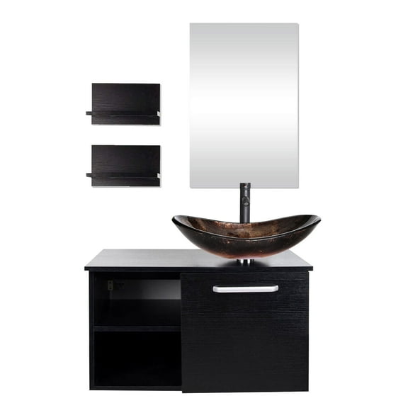 ELECWISH 28 in Bathroom Vanity with Sink Cabinet Wall Mounted Mirro w/ 2 Shelf Storage