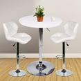 thumbnail image 1 of ELECWISH 3 Pieces Barstool and Pub Table Set Adjustable Height Swivel White Wood Round Table and Padded PU Leather Bar Chair Dining Set, 1 of 11