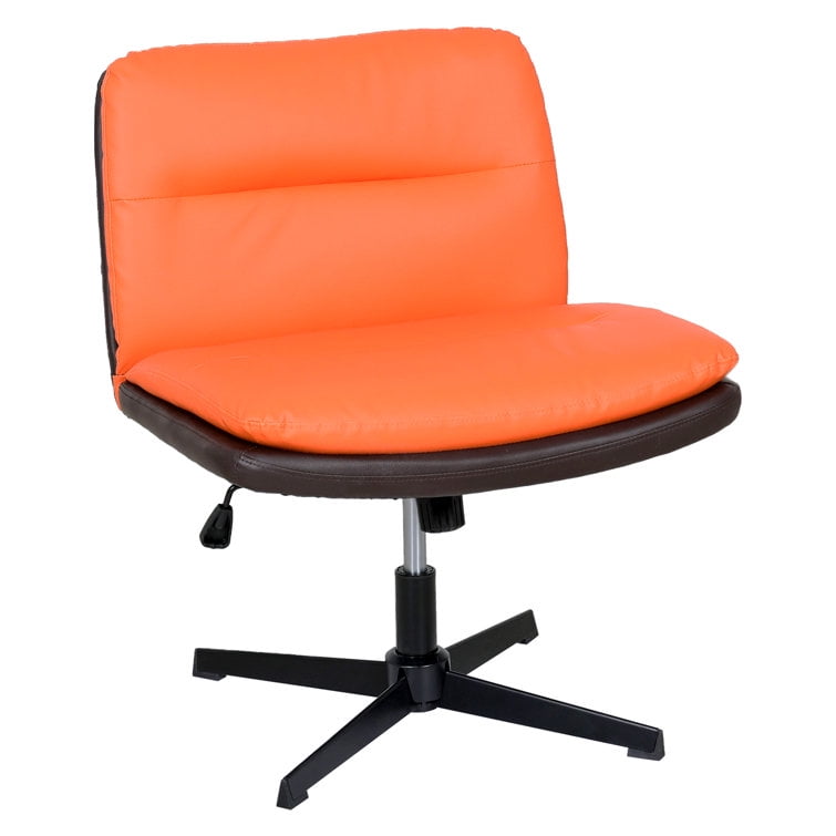 Mcm Desk Chair Okeysen Armless With Wheels, Wide Seat Cross Legged