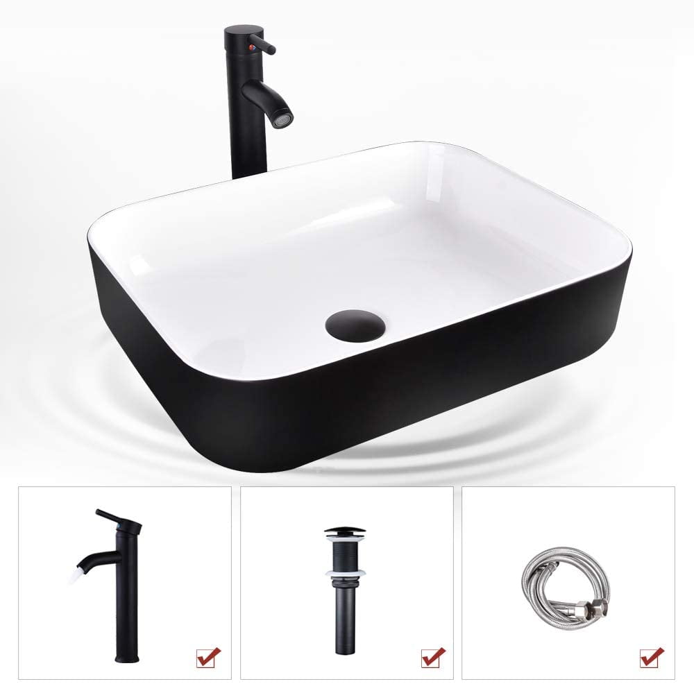 ELECWISH Artistic Porcelain Ceramic Vessel Sink & Faucet Combo, Cabinet ...
