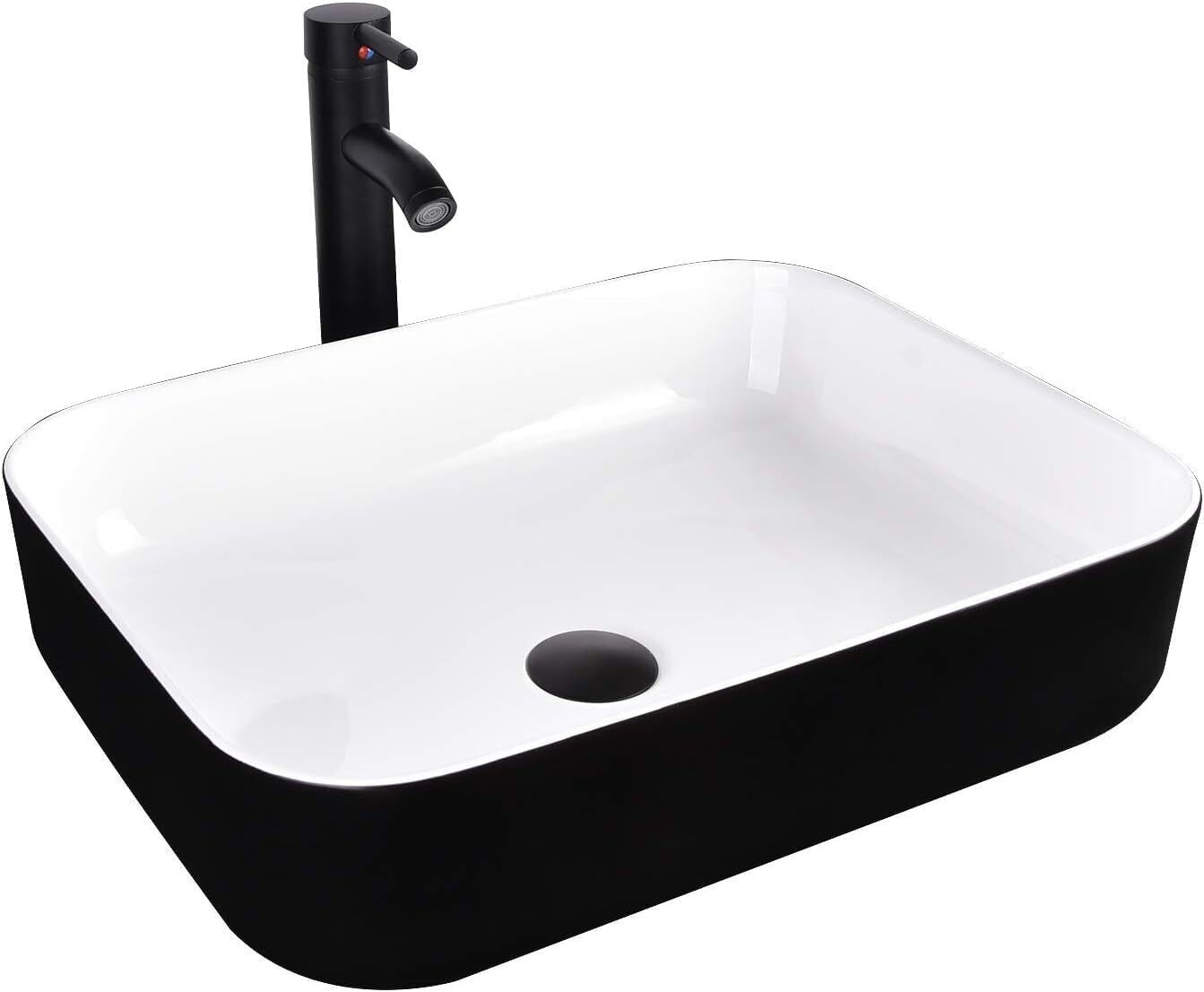 ELECWISH Ceramic Bathroom Sink, Above Counter Ceramic Vanity with ...