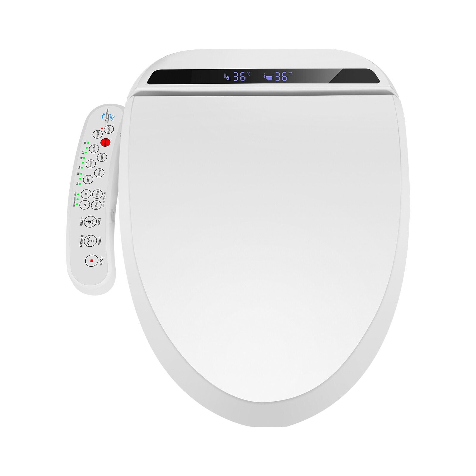 ELECWISH Electric Bidet Toilet Seat with Heated Automatic Induction Spray Dryer Night Light,White