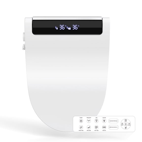 ELECWISH Elongated Electric Bidet Toilet Seat Remote Automatic Induction Heat Dry With Remote Control White