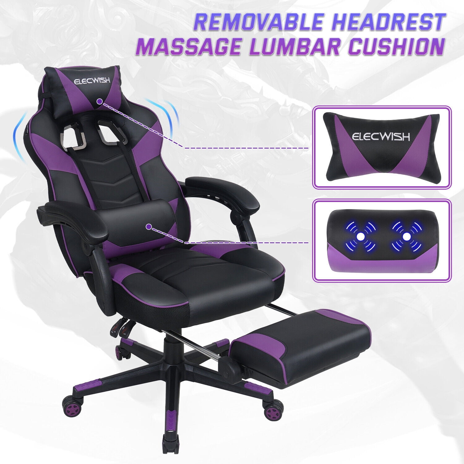 ELECWISH Gaming Chair Massage Office Chair Computer Executive Swivel