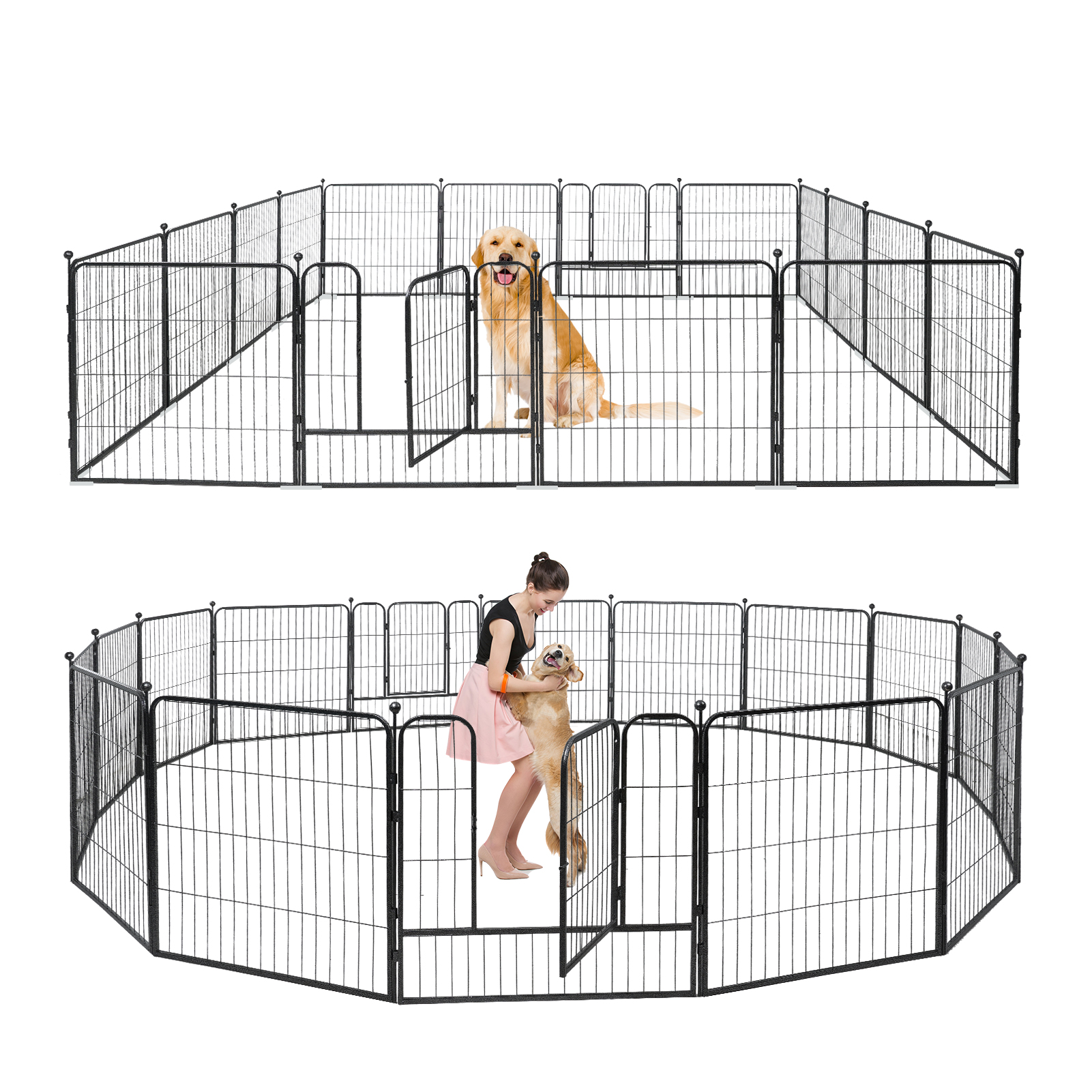 ELECWISH Heavy Duty Dog Playpen Fence with Door Puppy Play Yard, Pet