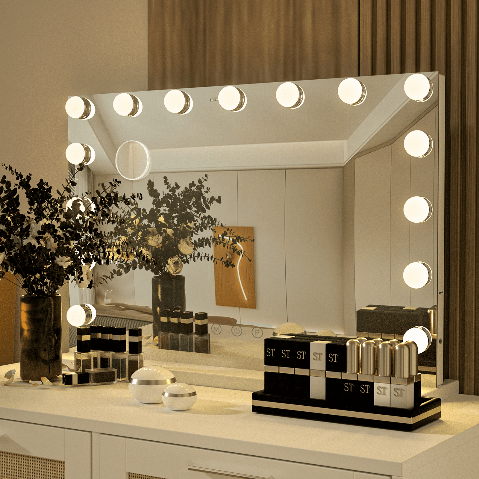 Hollywood Large Vanity Mirror Stepless Dimming Lights 3 Colour