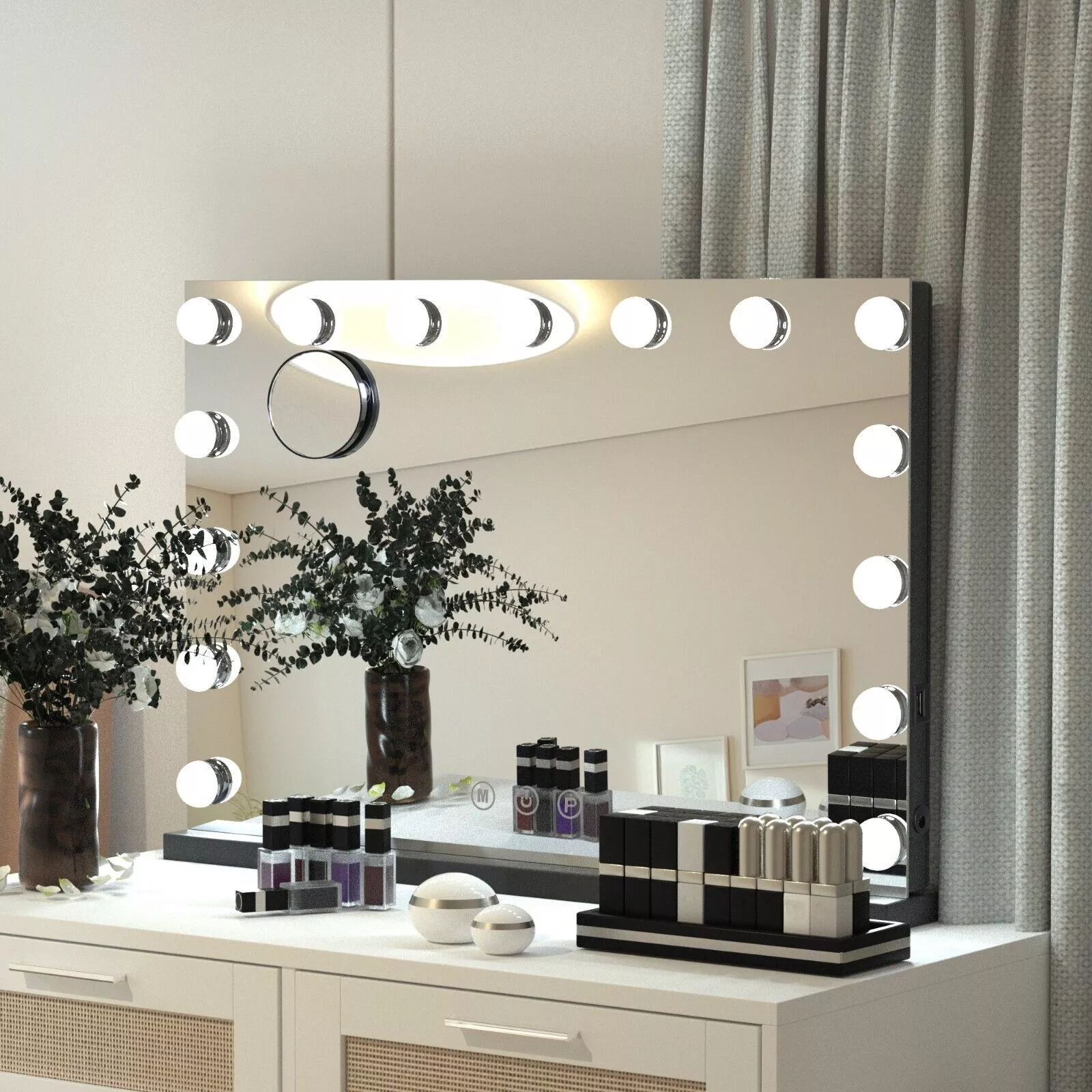 ELECWISH Hollywood Vanity Mirror with Lights, 15 Dimmable LED Bulbs 3 ...