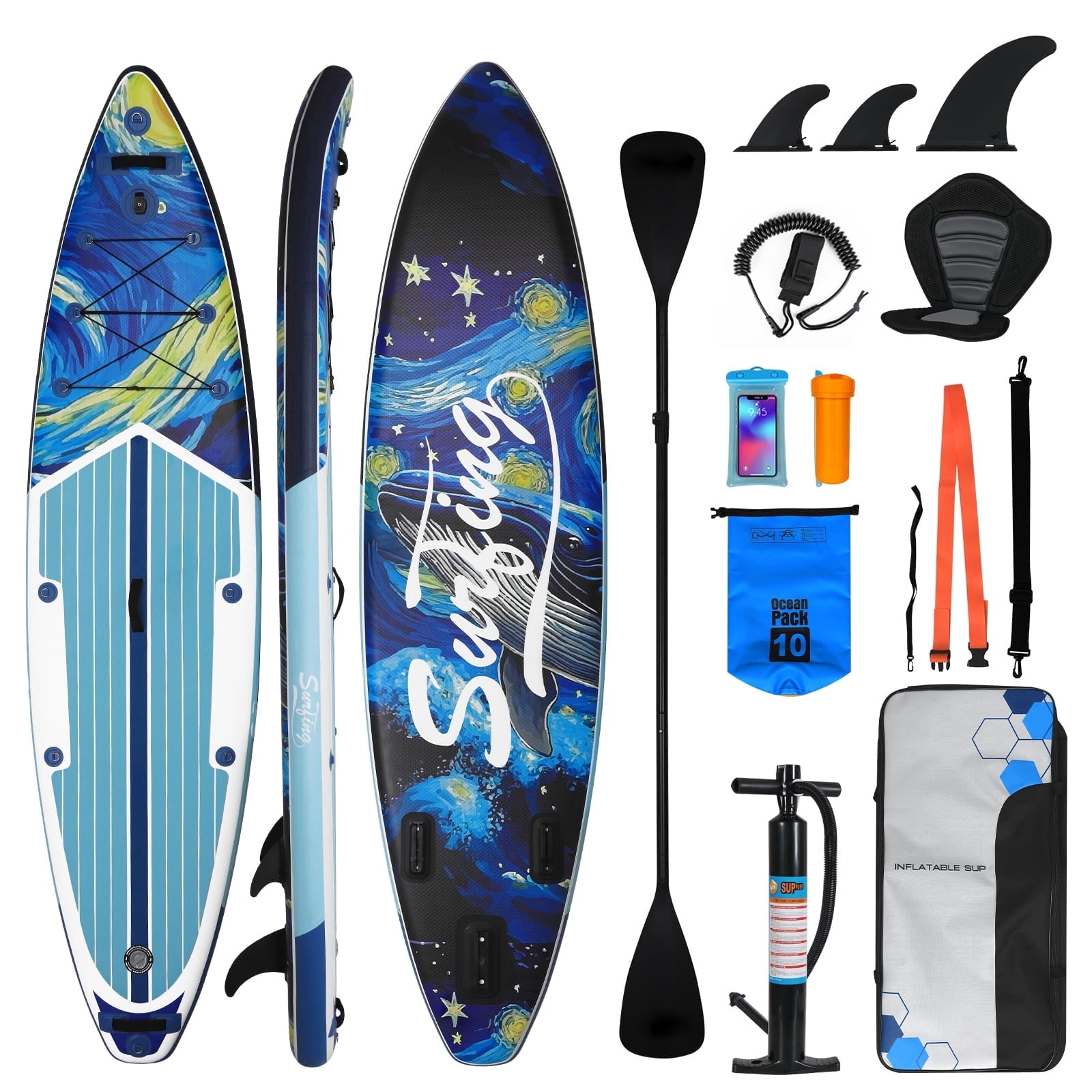 ELECWISH Inflatable Stand up Paddle Boards 11 ft with Premium SUP Paddle Board Accessories, Wide Stable Design, Non-Slip Comfort Deck for Youth & Adults