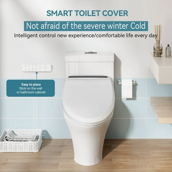 ELECWISH Smart Electric Bidet Seat for Elongated Toilet in White with Remote Control, Heated Seat, Deodorizer and Nightlight