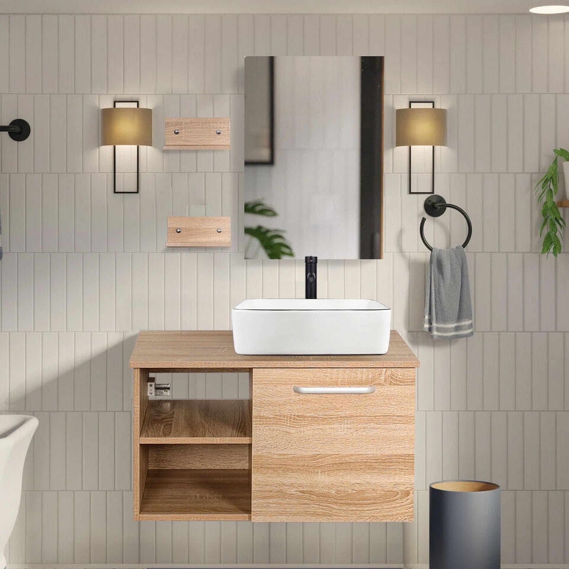 ELECWISH Wall Mounted 28 Inch Bathroom Vanity Wood Floating Cabinet ...