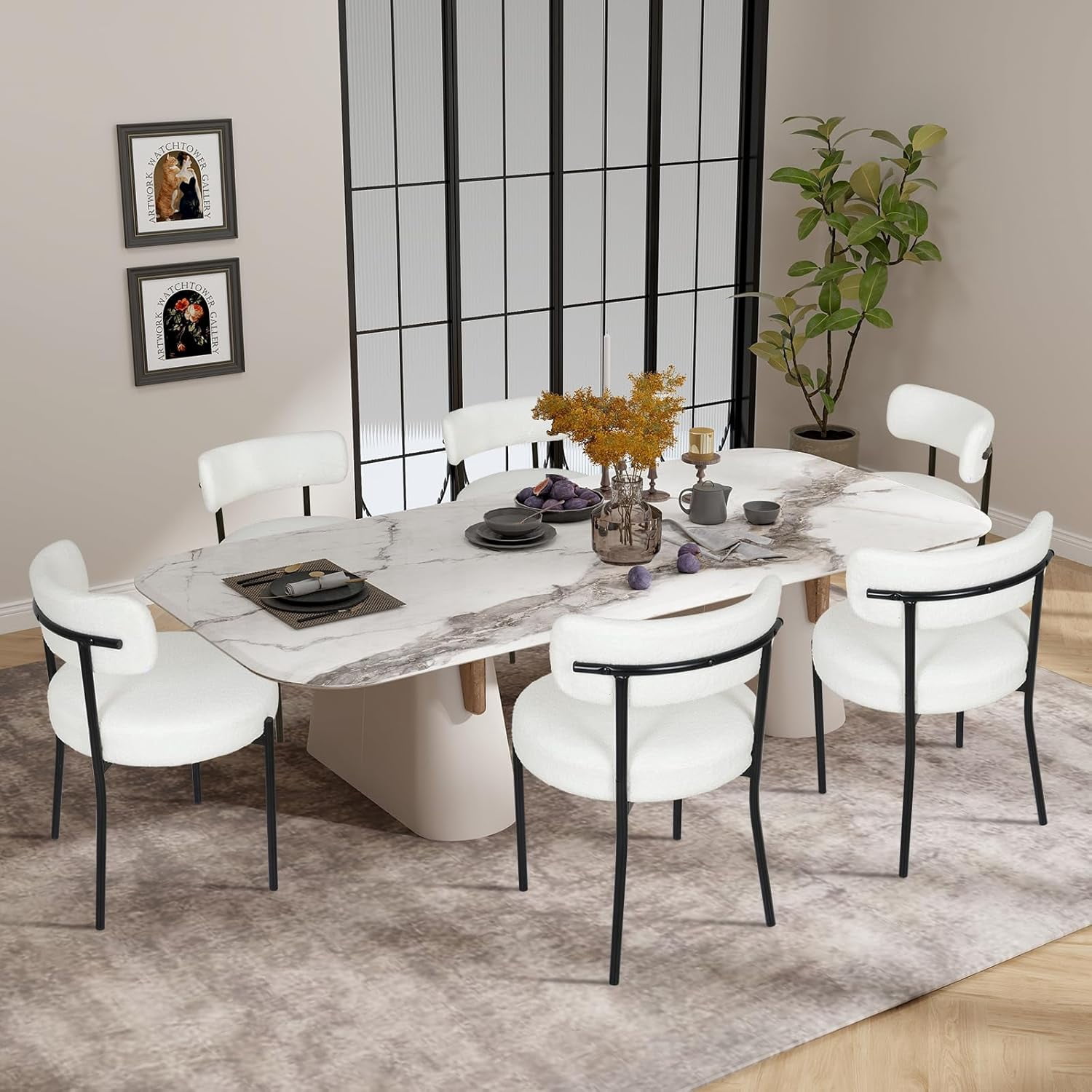 Customer reviews for ELECWISH White Dining Chairs Set of 4, Mid-Century ...