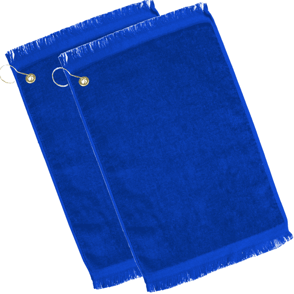 ELEGANI 2-Pack Premium Fringed Cotton Terry Velour Golf Towel Set - Royal Blue