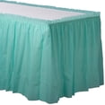 thumbnail image 1 of ELEGANI 21' X 29" Plastic Table Skirt | Durable, Reusable, and Easy to Care For | for Indoors and Outdoors- Light Blue, 1 of 1