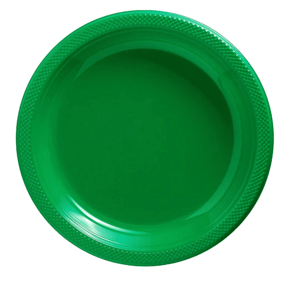 ELEGANI 7-Inch Green Plastic Dessert Plates, 20-Count – St. Patrick’s Day Party Supplies, Durable & Festive Tableware