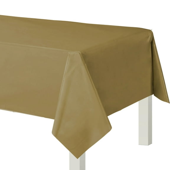 ELEGANI Flannel-Backed Vinyl Tablecloth | Waterproof, Stain-Resistant, Easy Care | for Indoors and Outdoors -Gold