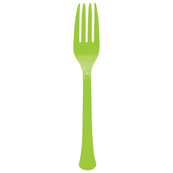 ELEGANI Heavy Weight Disposable Forks 100 Count | Durable and Reusable for Any Occasion- Lime Green
