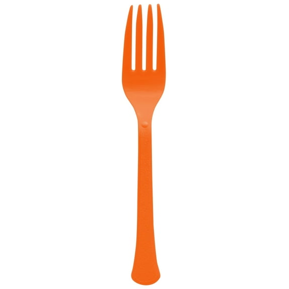 ELEGANI Heavy Weight Disposable Forks 100 Count | Durable and Reusable for Any Occasion-Orange
