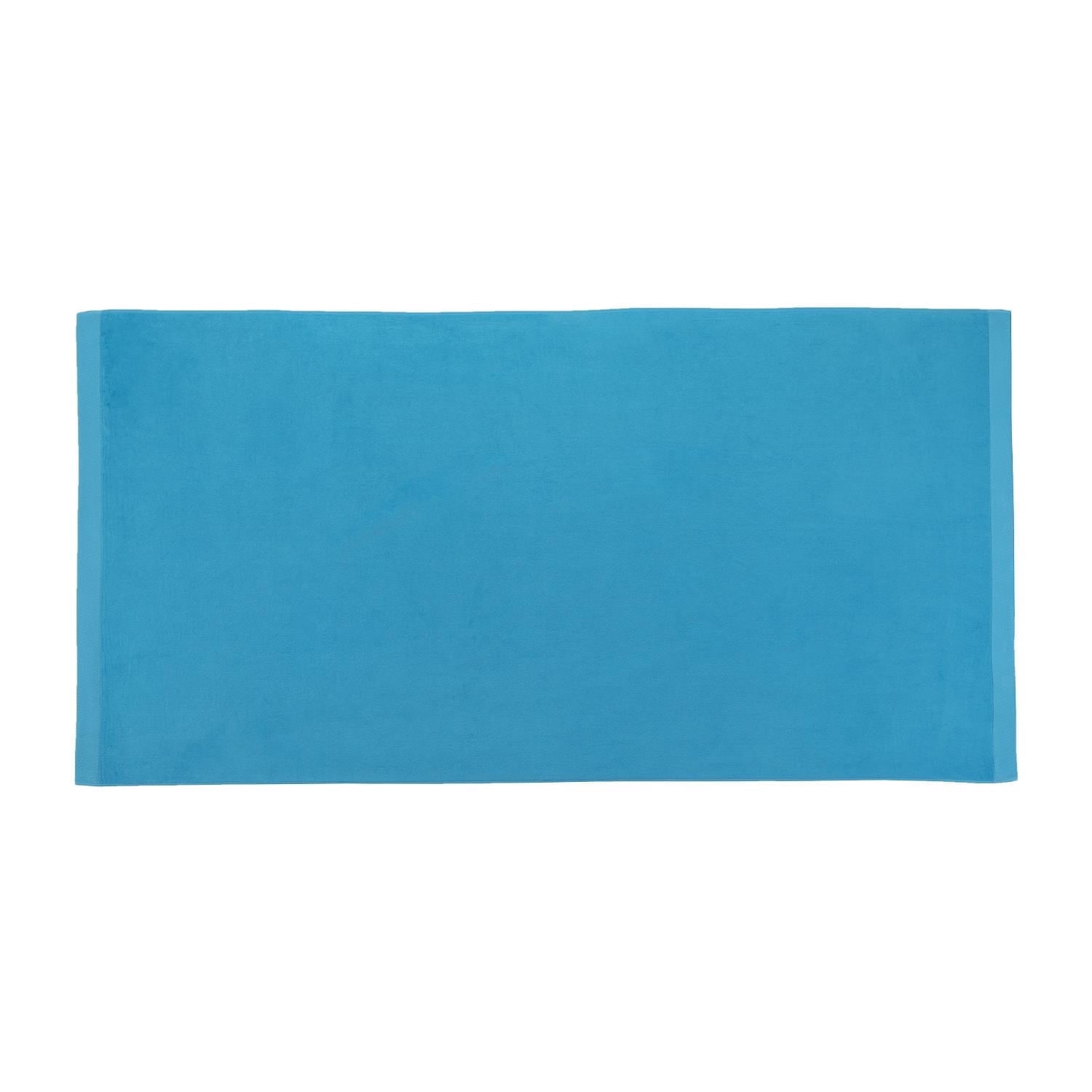 ELEGANI Jumbo Size Terry Dobby Hem Velour Beach Towel - 36 inch x 72 inch - Aqua