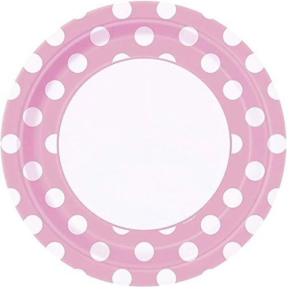 ELEGANI Pink Polka Dot Lunch Plates - 9" (8 Count) | Perfect for Weddings, Parties, Birthdays, and Special Occasions