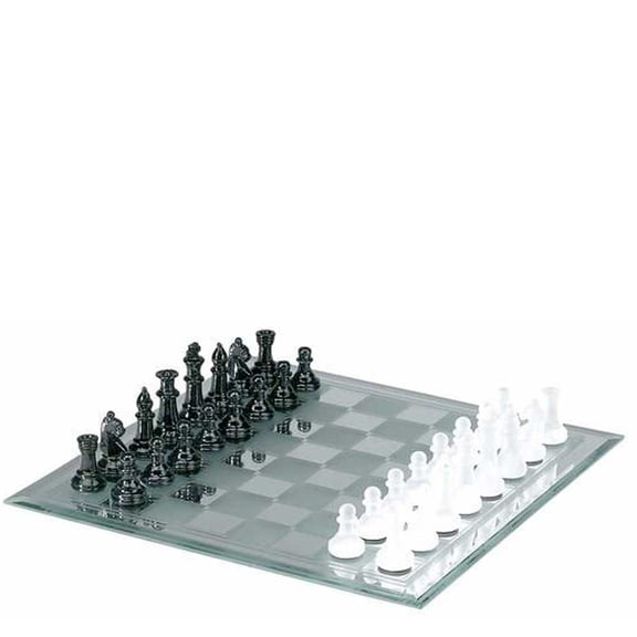 ELEGANT 13.7" BLACK & WHITE MIRROR CHESS SET | REFLECTING LUXURY AND STRATEGY IN EVERY MOVE - PERFECT FOR HOME DCOR AND INTELLECTUAL CHALLENGE |