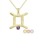 thumbnail image 1 of ELEGANT SATIN FINISH GEMINI ZODIAC SIGN JUNE BIRTHSTONE PENDANT NECKLACE IN GOLD :  14K  White Gold  Pendant with 20" chain, 1 of 1
