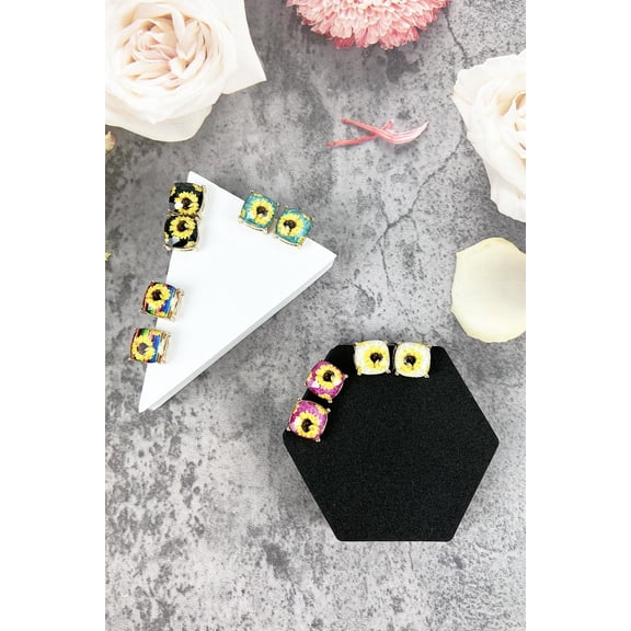 ELEGANT SUNFLOWER EPOXY STUD EARRINGS