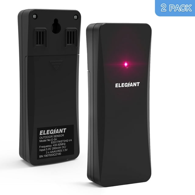 ELEGIANT Wireless Weather Station Sensor, Battery Operated Digital Indoor Outdoor Thermometer
