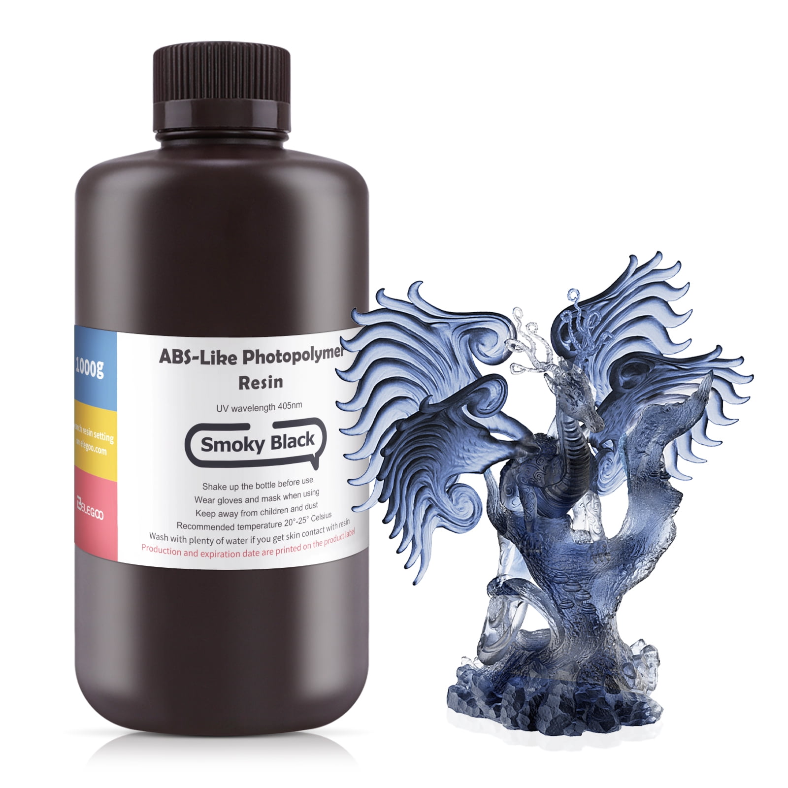 ELEGOO ABS-Like Resin 2.0 Photopolymer Resin UV Curing 405nm ABS 3D Resin  for LCD 3D Printer Grey 1000G
