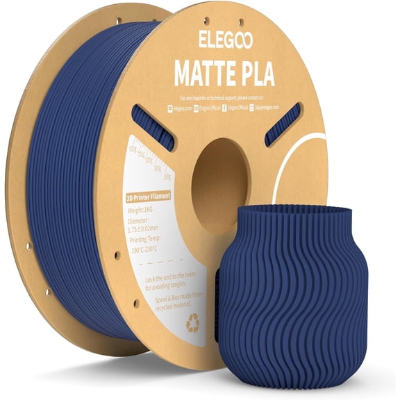 ELEGOO Matte PLA Filament Navy Blue 1KG, 1.75mm 3D Printer Filament Dimensional Accuracy +/- 0.02mm, 1kg Carboard Spool (2.2lbs) Fits for Most FDM 3D Printers