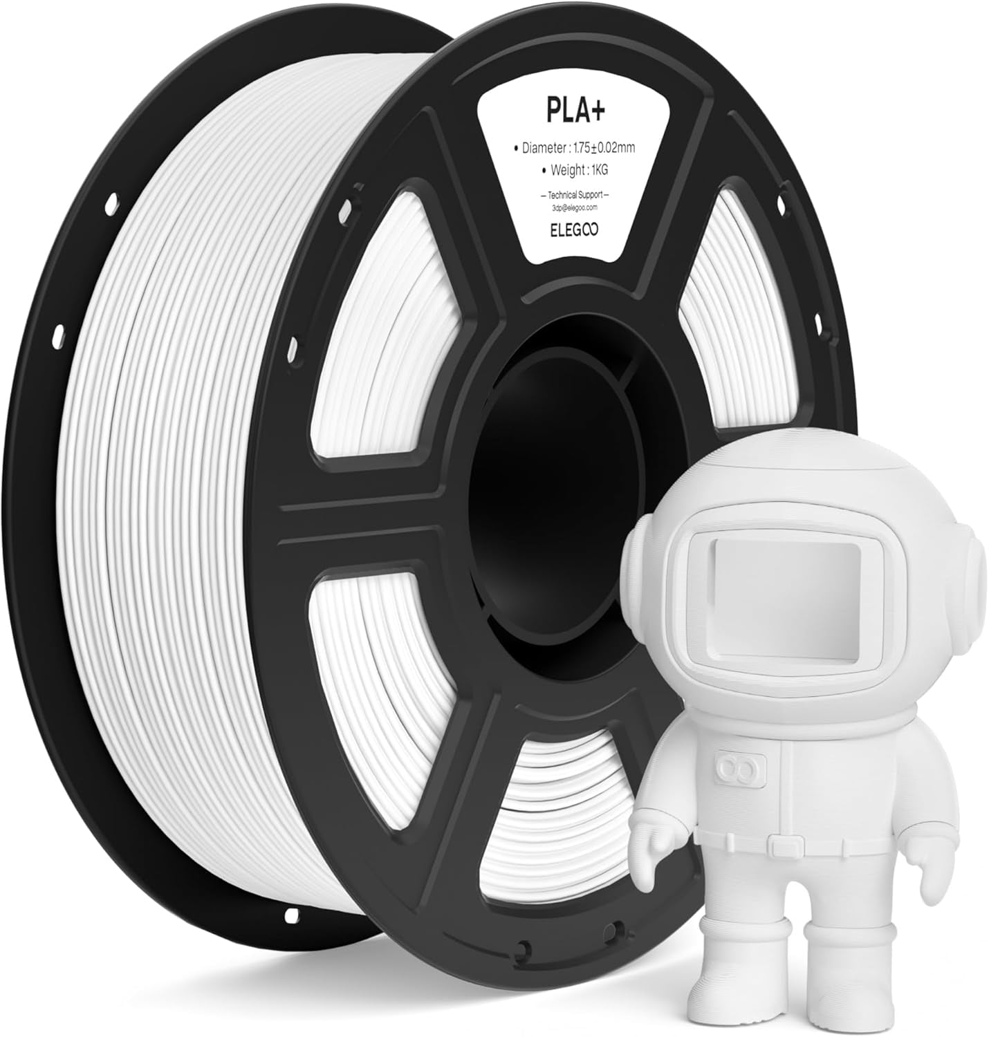 PLA+ Filament 1.75mm White 1KG, High Toughness PLA Plus 3D Printer Filament Dimensional Accuracy +/- 0.02mm, 1kg Spool(2.2lbs) Fits for Most FDM 3D Printers