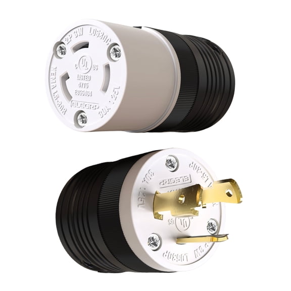 ELEGRP 1 Pack NEMA Twist Lock Plug and Connector, Heavy-Duty Locking Electrical Connectors, 30 Amp 125V 2 Pole 3 Wire Non-Grounding, Industrial Grade Receptacle Plug, UL Listed