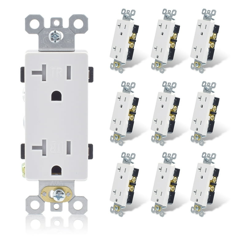 Leviton 20 Amp Residential Grade Self Grounding Tamper Resistant Duplex Outlet, White Leviton 20 Amp Residential Grade Self Grounding Tamper Resistant Duplex Outlet, White