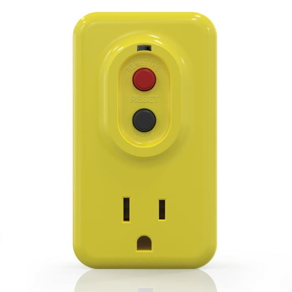 ELEGRP 15 AMP Single Outlet GFCI Adapter, 3-Prong Grounded Portable GFCI Adapter, for Indoor Use with Manual Reset, UL Listed, Yellow, 1 Pack