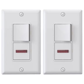 ELEGRP Single Pole Illuminated Light Switch, Lighted Decorator Switch and Pilot Light, 15A, 120V, in-Wall On/Off Switch, Self-Grounding, Wall Plate is Included, UL Listed,White 2 PC