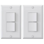 ELEGRP15A,125V, White Two Single Pole Combination Rocker Electrical Switches, 2 Pieces